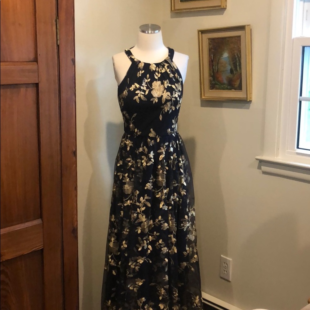 BHLDN tulle embroidered Antonia Dress navy blue - Picture 5 of 8